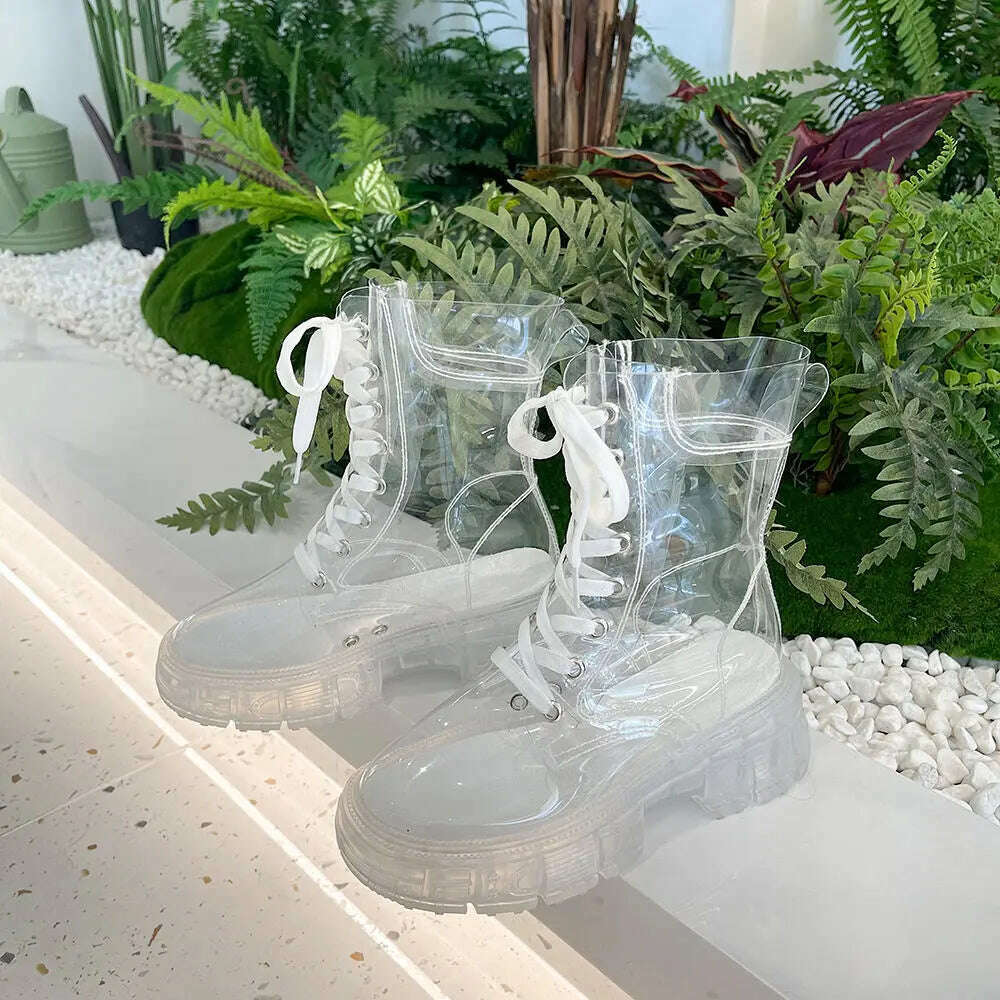 KIMLUD, Full Transparent Boots New Simple Perspective Summer 2022 New Short Boots Thin Cool Boots Women's Shoes, KIMLUD Women's Clothes