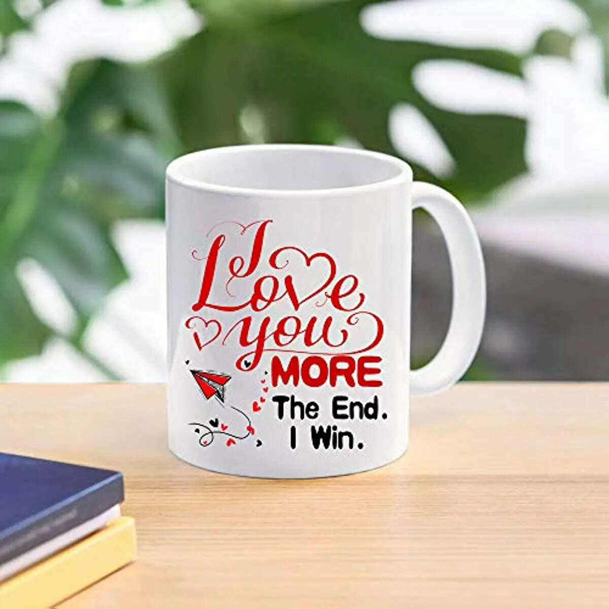 KIMLUD, Funny Coffee Mug - I Love You More The End I Win Coffee Mug Lover Tea Cup Romantic Valentine’s Day Mug for Men Women Birthday, KIMLUD Womens Clothes