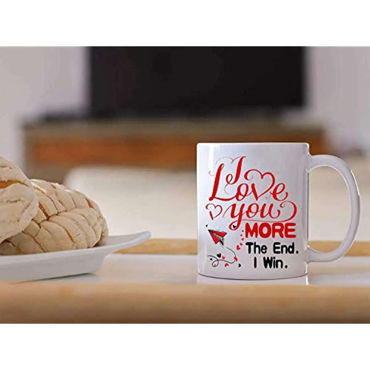 KIMLUD, Funny Coffee Mug - I Love You More The End I Win Coffee Mug Lover Tea Cup Romantic Valentine’s Day Mug for Men Women Birthday, KIMLUD Womens Clothes