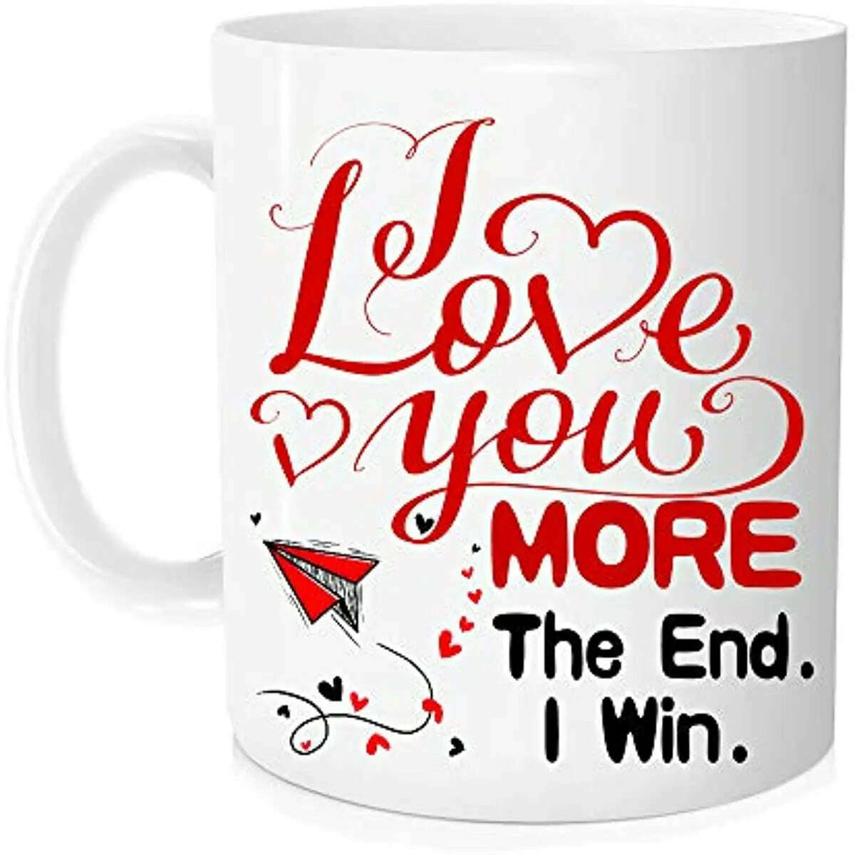 KIMLUD, Funny Coffee Mug - I Love You More The End I Win Coffee Mug Lover Tea Cup Romantic Valentine’s Day Mug for Men Women Birthday, KIMLUD Womens Clothes
