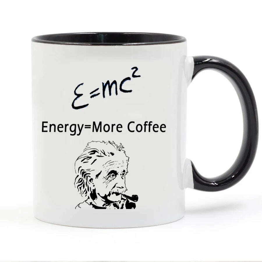 Funny Science friends birthday gift Mugs E = MC2 Energy Milk Coffee Ceramic Mug - Physics Math Gift cup and mug, KIMLUD Women's Clothes