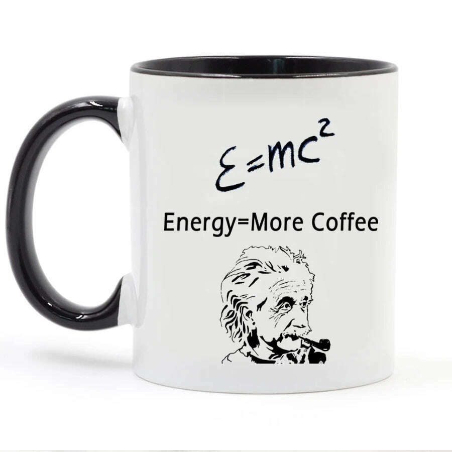 KIMLUD, Funny Science friends birthday gift Mugs E = MC2 Energy Milk Coffee Ceramic Mug - Physics Math Gift cup and mug, black / 301-400ml, KIMLUD Womens Clothes