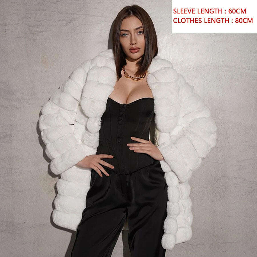 KIMLUD, Fur Coat Women Natural Chinchilla Rex Rabbit Fur Coat Mid-Length Best Seller Warm Winter Jackets Female, 1 / XS-BUST-90CM, KIMLUD Womens Clothes