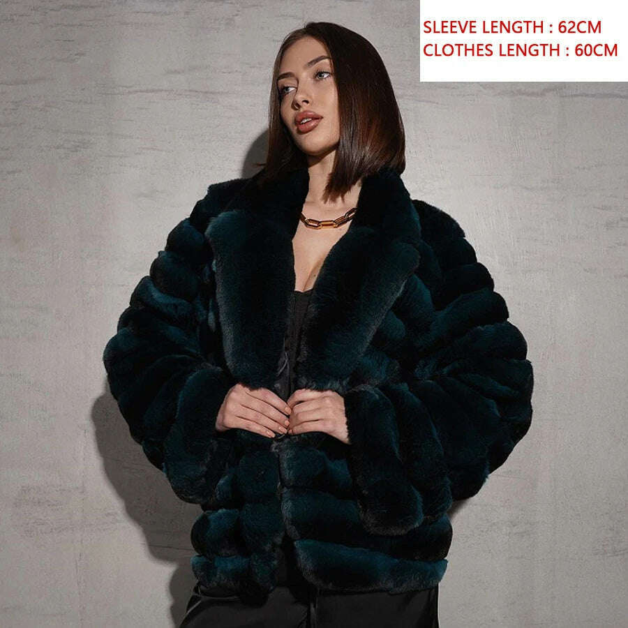KIMLUD, Fur Coat Women Natural Chinchilla Rex Rabbit Fur Coat Mid-Length Best Seller Warm Winter Jackets Female, 2 / XS-BUST-90CM, KIMLUD Womens Clothes