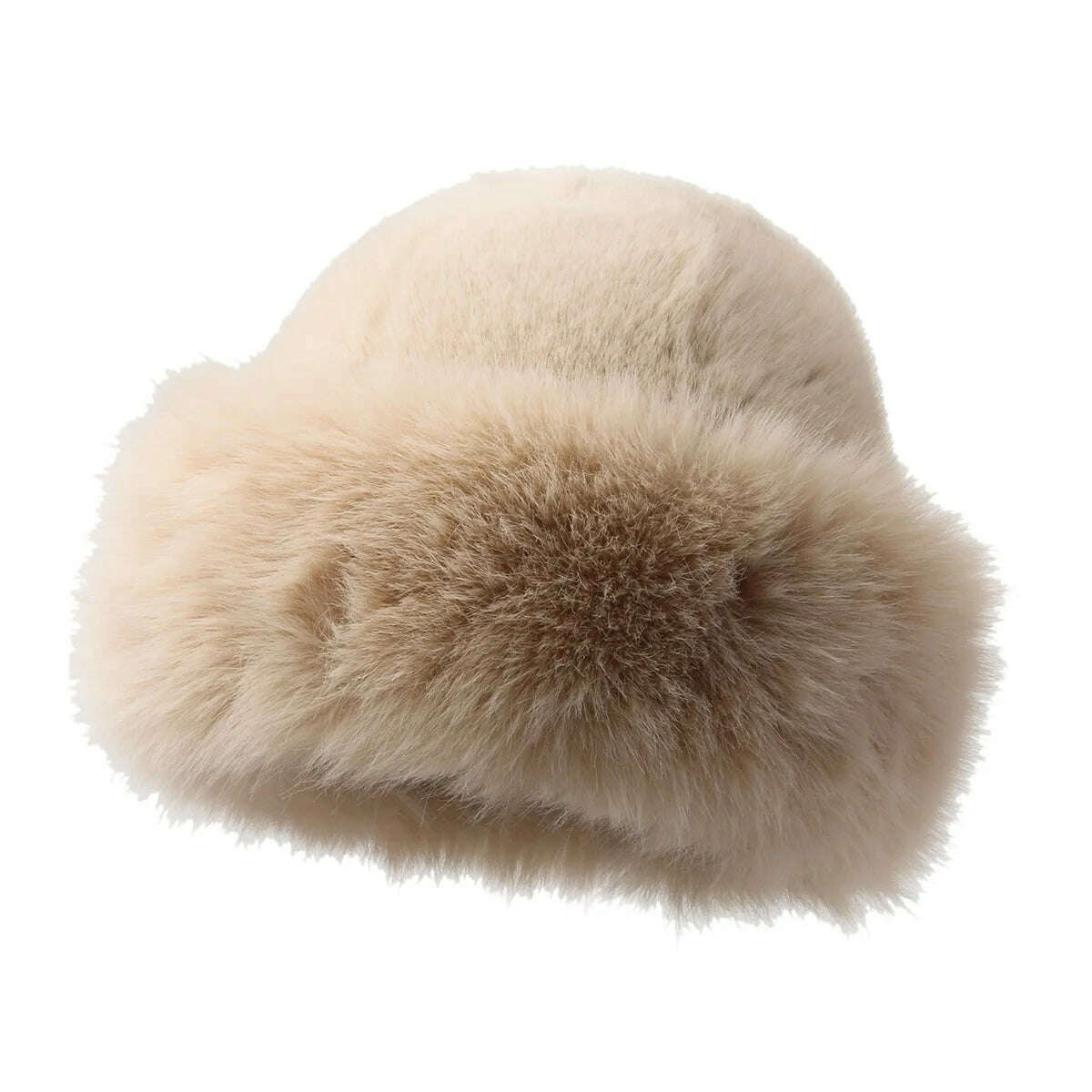 KIMLUD, Fur Hat Women Warm Snow Ski Cap Female Faux Fox Fur Bomber Hat Lady Windproof Winter Hats for Women Russian Hat Ushanka, beige, KIMLUD Women's Clothes