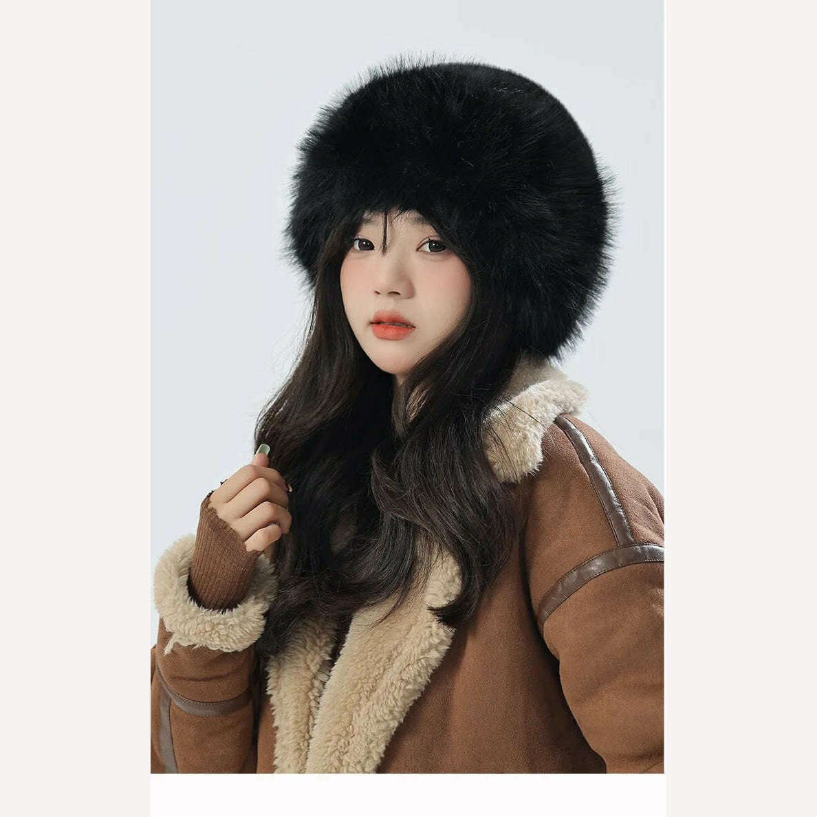 KIMLUD, Fur Hat Women Warm Snow Ski Cap Female Faux Fox Fur Bomber Hat Lady Windproof Winter Hats for Women Russian Hat Ushanka, KIMLUD Womens Clothes