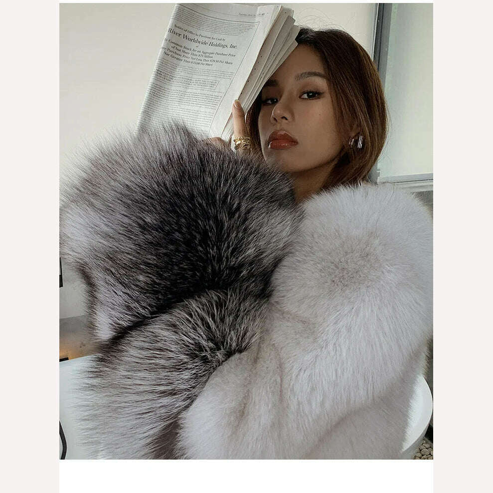 KIMLUD, FURSARCAR 2021 New Fashion Whole Skin Winter Women's Jacket Natural Real Silver Fox Fur Coat  Short Genuine Fur Outwear, KIMLUD Womens Clothes