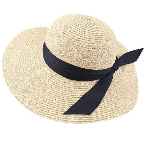 KIMLUD, FURTALK Summer Beach Hat Women Large Straw Hat Big Brim Sun Hats UV Protection Foldable Roll Up Floppy Cap chapeu feminino 2020, Mixed Beige / M, KIMLUD Womens Clothes