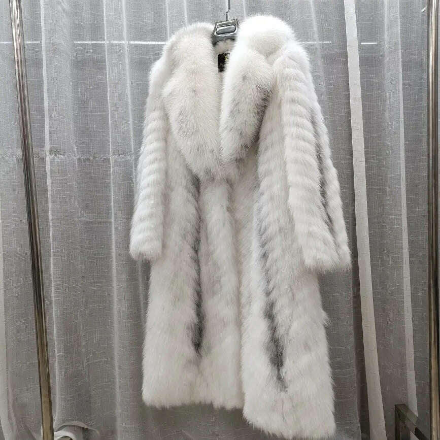 KIMLUD, Furyoume Hot 2024 Women Winter Coat Real Fox Fur Coat X-long Luxury Clothes Natural Fluffy Fur Jacket Ladies Fashion Streetwear, color 11 / L bust 100cm, KIMLUD APPAREL - Womens Clothes
