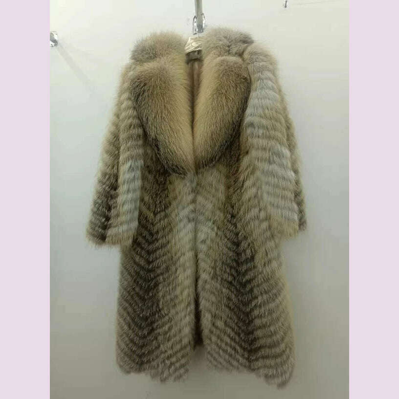 KIMLUD, Furyoume Hot 2024 Women Winter Coat Real Fox Fur Coat X-long Luxury Clothes Natural Fluffy Fur Jacket Ladies Fashion Streetwear, KIMLUD Womens Clothes