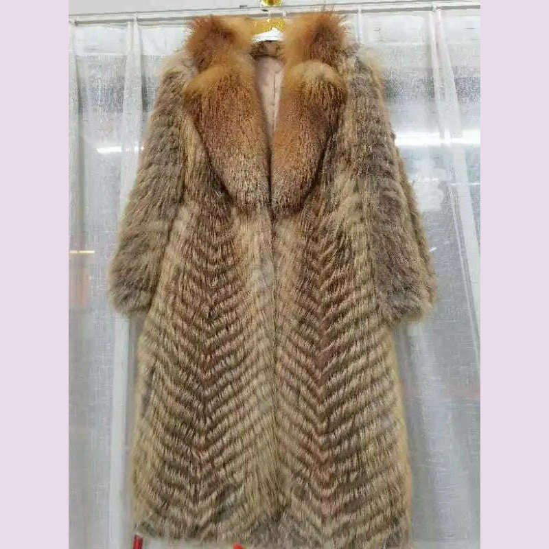 KIMLUD, Furyoume Hot 2024 Women Winter Coat Real Fox Fur Coat X-long Luxury Clothes Natural Fluffy Fur Jacket Ladies Fashion Streetwear, color 7 / L bust 100cm, KIMLUD APPAREL - Womens Clothes