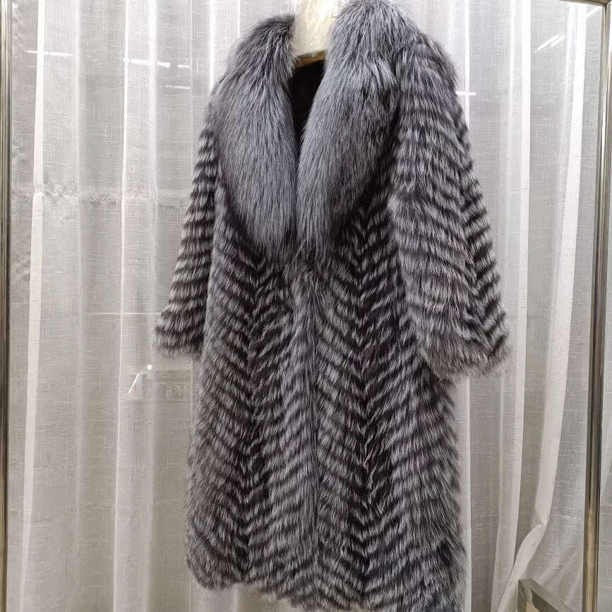 KIMLUD, Furyoume Hot 2024 Women Winter Coat Real Fox Fur Coat X-long Luxury Clothes Natural Fluffy Fur Jacket Ladies Fashion Streetwear, color 2 / M bust 95cm, KIMLUD APPAREL - Womens Clothes