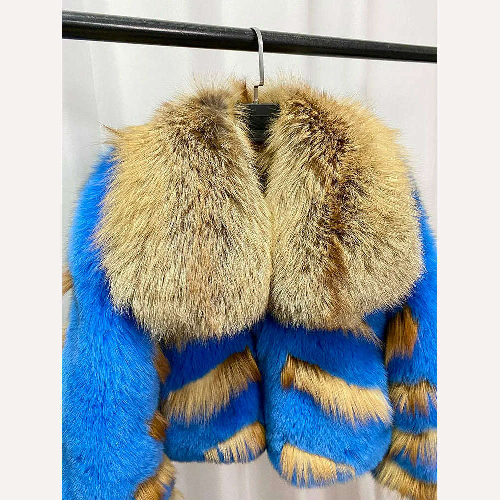 KIMLUD, FURYOUME Winter Women Real Fox Fur Coat Short Luxury Fur Jacket Thick Warm Natural Genuine Fur Streetwear Lady Fashion Overcoat, KIMLUD Womens Clothes