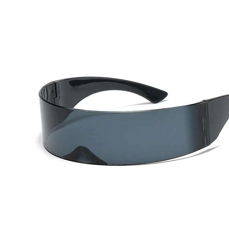 KIMLUD, Future Warrior Rimless Sunglasses One Piece Lens Wrap Around Cyber Punk Futuristic Men Women Hip Hop Party Sun Glasses  Bar KTV, KIMLUD Womens Clothes