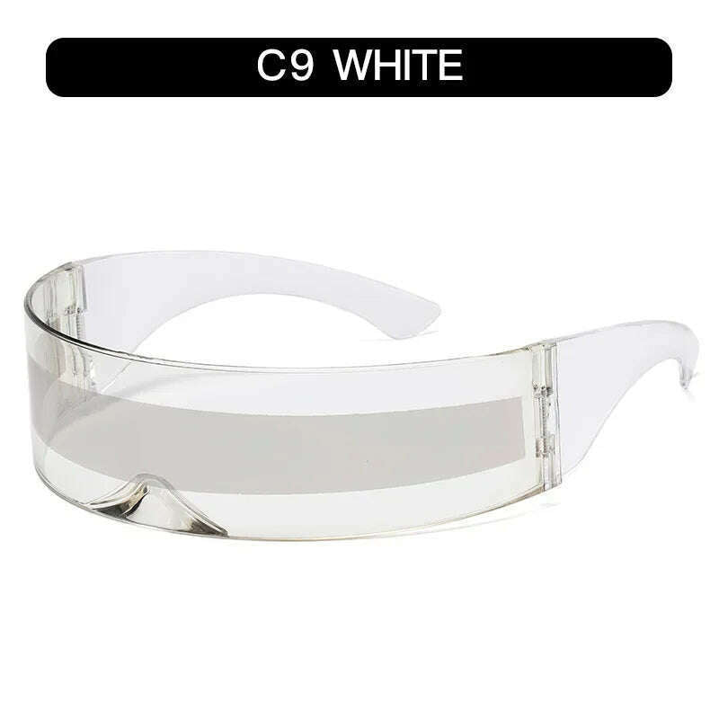 KIMLUD, Future Warrior Rimless Sunglasses One Piece Lens Wrap Around Cyber Punk Futuristic Men Women Hip Hop Party Sun Glasses  Bar KTV, SS03-C9, KIMLUD APPAREL - Womens Clothes