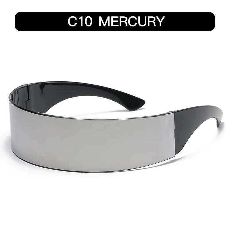KIMLUD, Future Warrior Rimless Sunglasses One Piece Lens Wrap Around Cyber Punk Futuristic Men Women Hip Hop Party Sun Glasses  Bar KTV, SS03-C10, KIMLUD APPAREL - Womens Clothes
