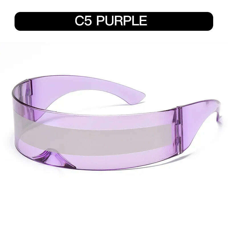 KIMLUD, Future Warrior Rimless Sunglasses One Piece Lens Wrap Around Cyber Punk Futuristic Men Women Hip Hop Party Sun Glasses  Bar KTV, SS03-C5, KIMLUD APPAREL - Womens Clothes