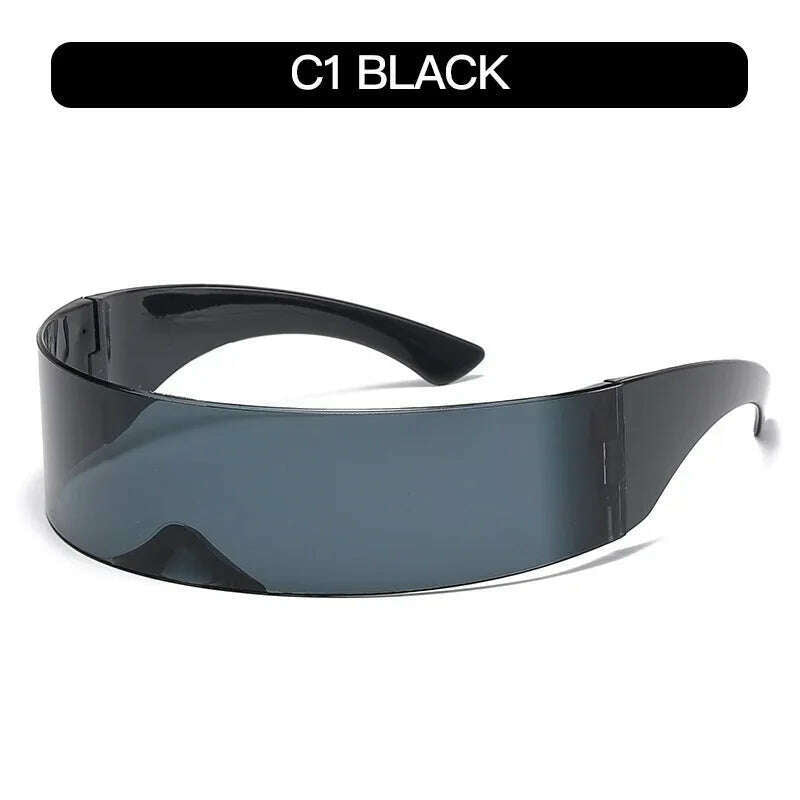 KIMLUD, Future Warrior Rimless Sunglasses One Piece Lens Wrap Around Cyber Punk Futuristic Men Women Hip Hop Party Sun Glasses  Bar KTV, SS03-C1, KIMLUD APPAREL - Womens Clothes