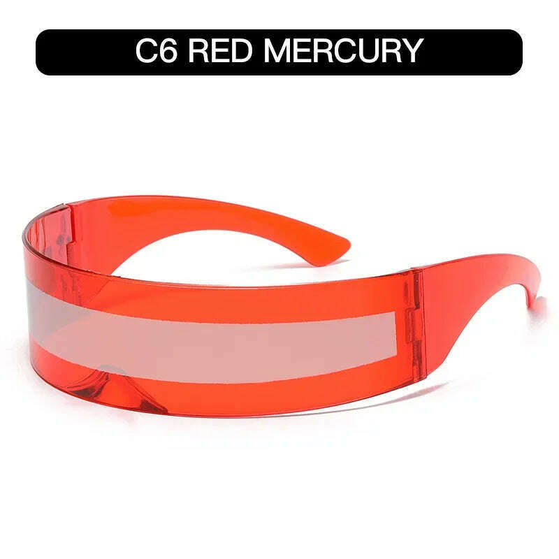 KIMLUD, Future Warrior Rimless Sunglasses One Piece Lens Wrap Around Cyber Punk Futuristic Men Women Hip Hop Party Sun Glasses  Bar KTV, SS03-C6, KIMLUD APPAREL - Womens Clothes