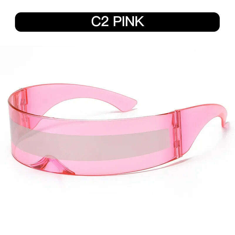 KIMLUD, Future Warrior Rimless Sunglasses One Piece Lens Wrap Around Cyber Punk Futuristic Men Women Hip Hop Party Sun Glasses  Bar KTV, SS03-C2, KIMLUD APPAREL - Womens Clothes