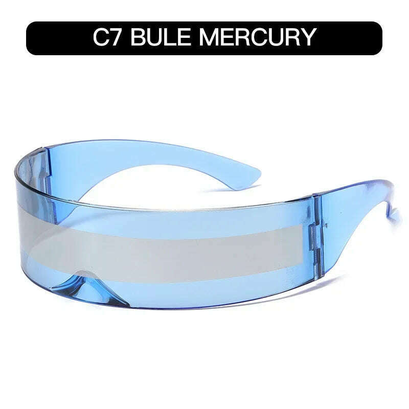 KIMLUD, Future Warrior Rimless Sunglasses One Piece Lens Wrap Around Cyber Punk Futuristic Men Women Hip Hop Party Sun Glasses  Bar KTV, SS03-C7, KIMLUD APPAREL - Womens Clothes