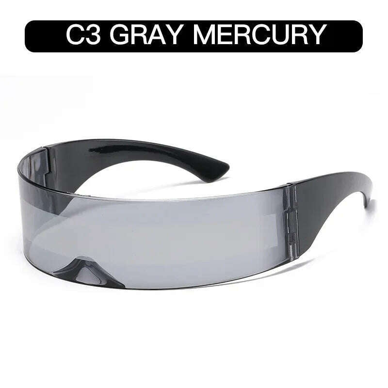 KIMLUD, Future Warrior Rimless Sunglasses One Piece Lens Wrap Around Cyber Punk Futuristic Men Women Hip Hop Party Sun Glasses  Bar KTV, SS03-C3, KIMLUD APPAREL - Womens Clothes