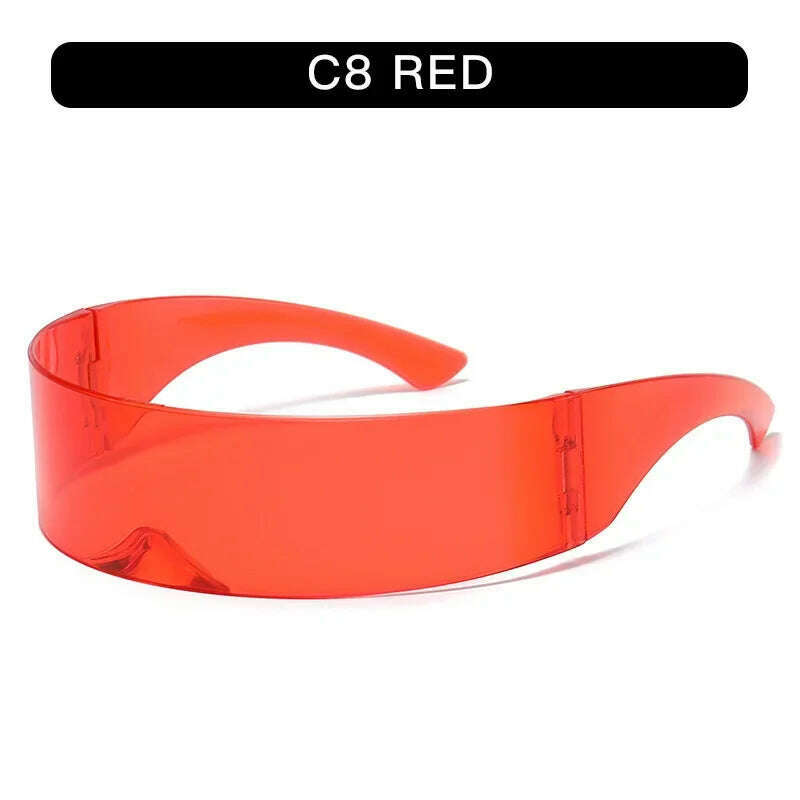 KIMLUD, Future Warrior Rimless Sunglasses One Piece Lens Wrap Around Cyber Punk Futuristic Men Women Hip Hop Party Sun Glasses  Bar KTV, SS03-C8, KIMLUD APPAREL - Womens Clothes