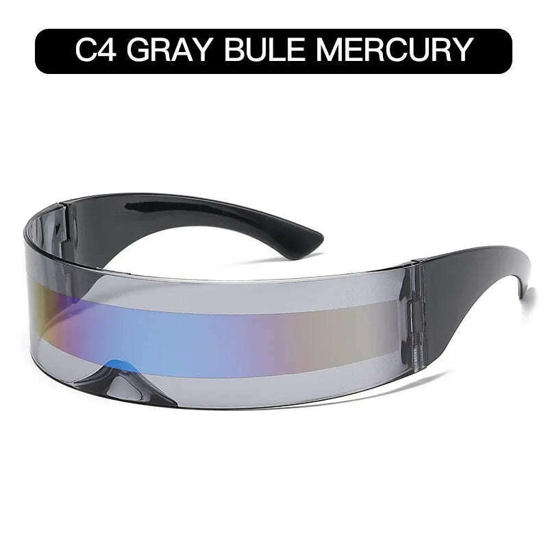 KIMLUD, Future Warrior Rimless Sunglasses One Piece Lens Wrap Around Cyber Punk Futuristic Men Women Hip Hop Party Sun Glasses  Bar KTV, SS03-C4, KIMLUD APPAREL - Womens Clothes