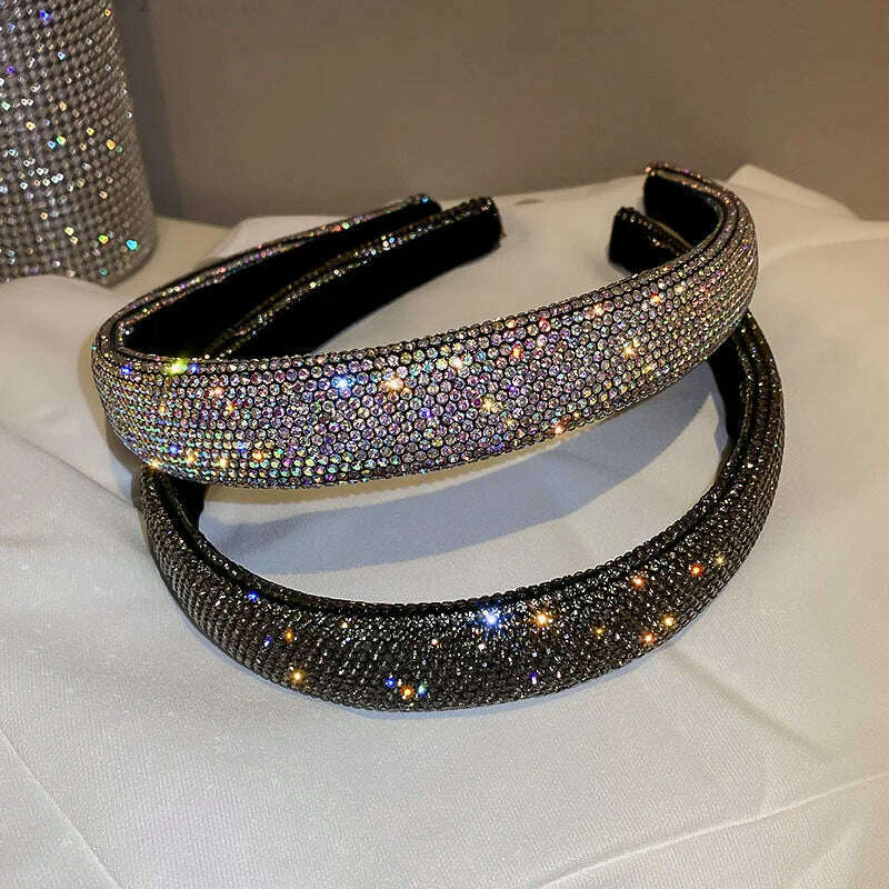 FYUAN Shiny Full Rhinestone Headbands Silver Color Hairbands Velvet Headwear for Women Hair Accessories Jewelry Gifts - KIMLUD