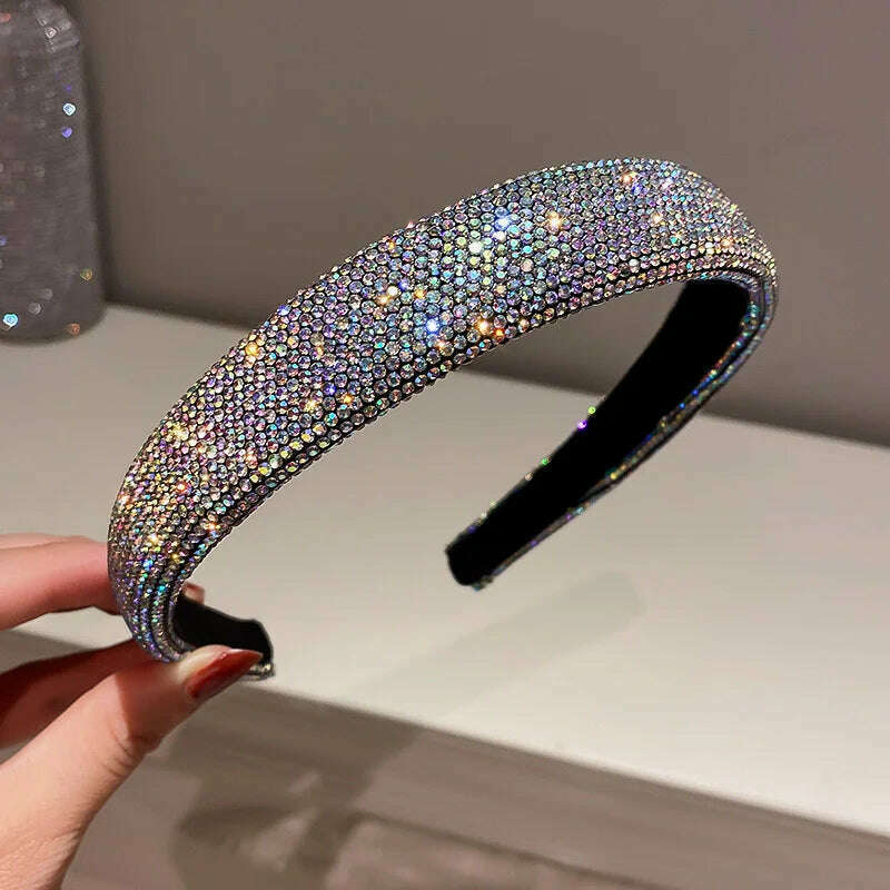 FYUAN Shiny Full Rhinestone Headbands Silver Color Hairbands Velvet Headwear for Women Hair Accessories Jewelry Gifts - KIMLUD