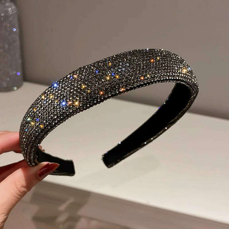 FYUAN Shiny Full Rhinestone Headbands Silver Color Hairbands Velvet Headwear for Women Hair Accessories Jewelry Gifts - KIMLUD