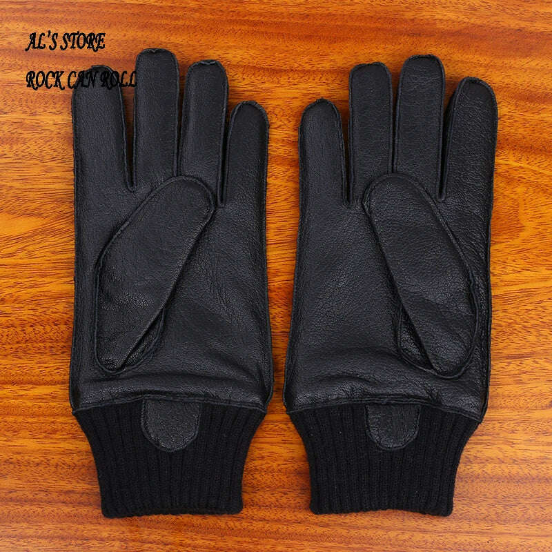 KIMLUD, G-A10 Super Offer! Genuine Thick Goat Skin Good Quality Leather & Wool Durable Rider Gloves 5 Sizes, KIMLUD Women's Clothes