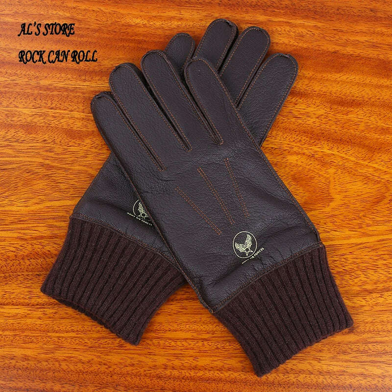 KIMLUD, G-A10 Super Offer! Genuine Thick Goat Skin Good Quality Leather & Wool Durable Rider Gloves 5 Sizes, KIMLUD Womens Clothes
