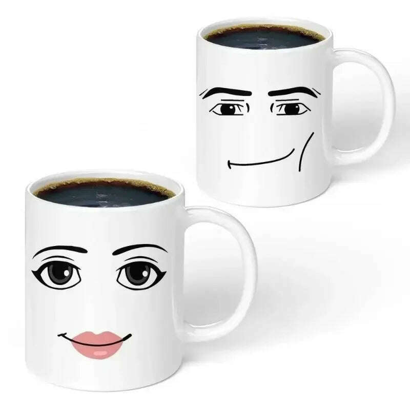 KIMLUD, Game Inspired Man Face Mug Retro Funny Men or Woman Faces Coffee Mug Cute Gamer Birthday Gift Lovers Back To School Mug Decorate, KIMLUD Womens Clothes