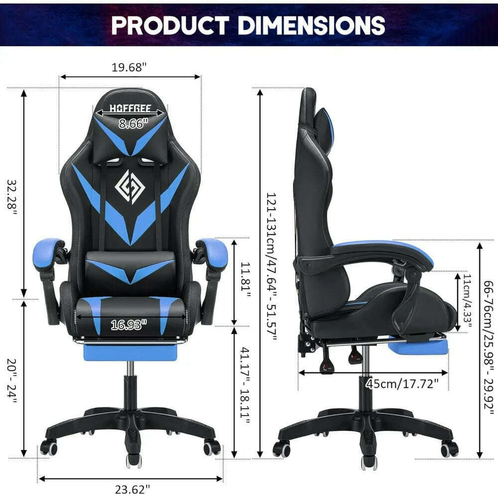 KIMLUD, Gaming Chair with Massage and LED Lights Ergonomic Video Game Chairs with Footrest High Back Reclining Computer Chair, KIMLUD Womens Clothes