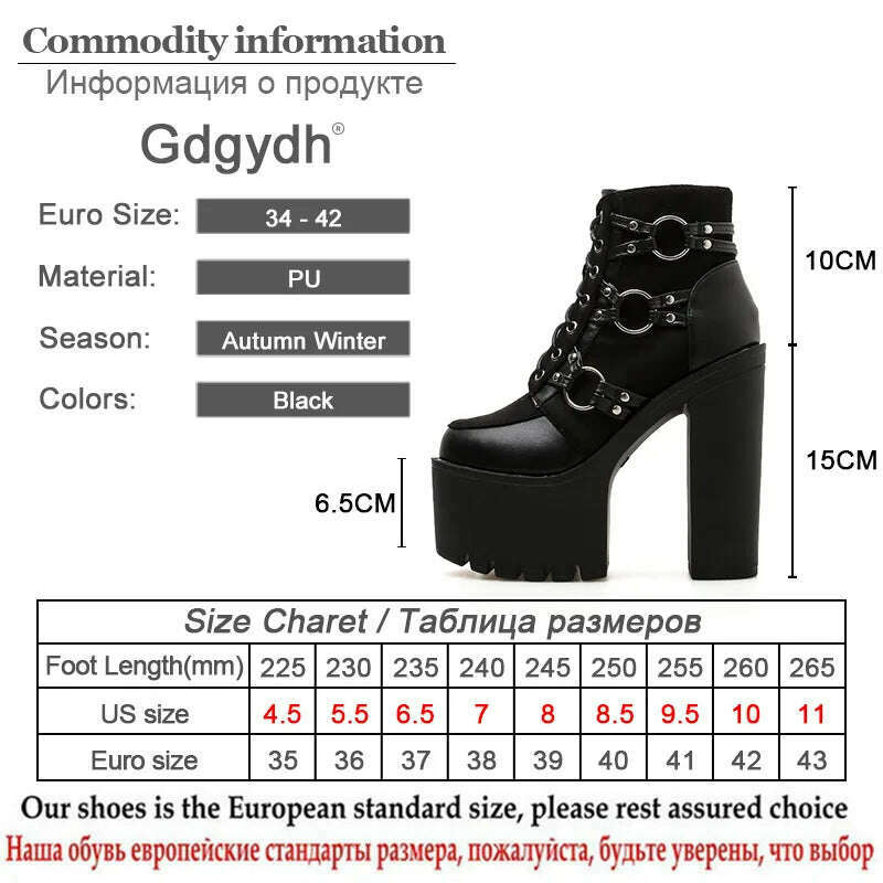 KIMLUD, Gdgydh 2022 Spring Fashion Motorcycle Boots Women Platform Heels Casual Shoes Lacing Round Toe Shoes Ladies Autumn Boots Black, KIMLUD Womens Clothes