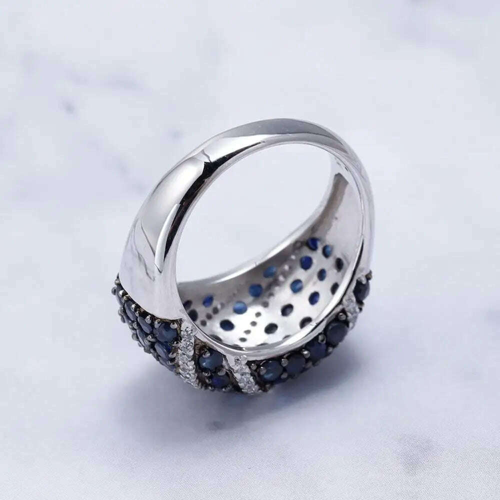 KIMLUD, GEM&#39;S BALLET Natural Blue Sapphire Ring 925 sterling silver Natural Gemstone Rings For Women Gift Vintage Fine Jewelry, KIMLUD Women's Clothes