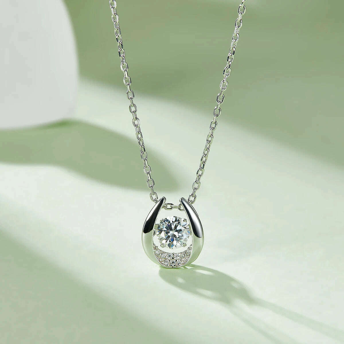 GEM'S BALLET 925 Sterling Silver Twinkle Moissanite Jewelry 5.0mm 0.5Ct Moissanite Diamond Pendant Necklace For Women Wedding - KIMLUD