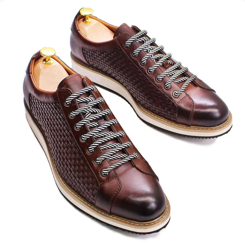 KIMLUD, Genuine Cow Leather Men's Casual Business Shoes 7-Eyelet Lace Up European Luxury Flat Driving Shoe Outdoor Sneakers for Men, KIMLUD Womens Clothes