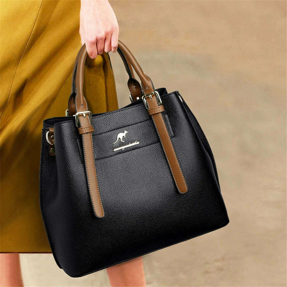 KIMLUD, Genuine Large Capacity Casual Tote Bag Leather Shoulder Crossbody Bags for Women 2022 Simple Female Shopper Bag Designer Handbag, KIMLUD Women's Clothes