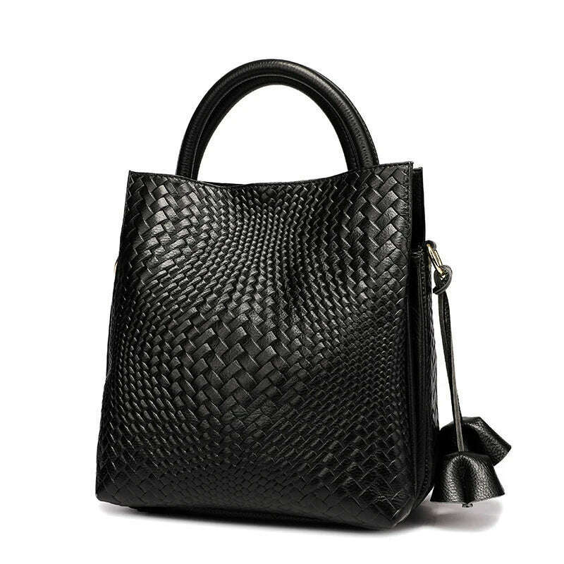 Genuine Leather Bucket Bag for Women 2022 New Fashion Casual Handheld Women's Bag Commuter Style Large Capacity Bag - KIMLUD