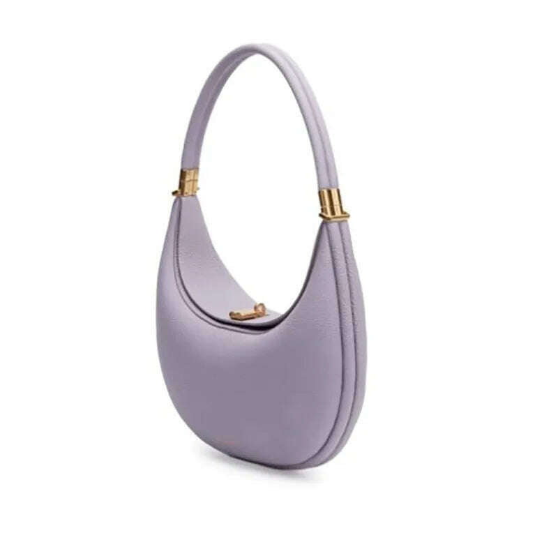 KIMLUD, Genuine leather Elegant Half Moon Underarm Shoulder Brand Designer Womens Bags for Women Ladies Bag Handbags High Quality Luxury, purple, KIMLUD APPAREL - Womens Clothes