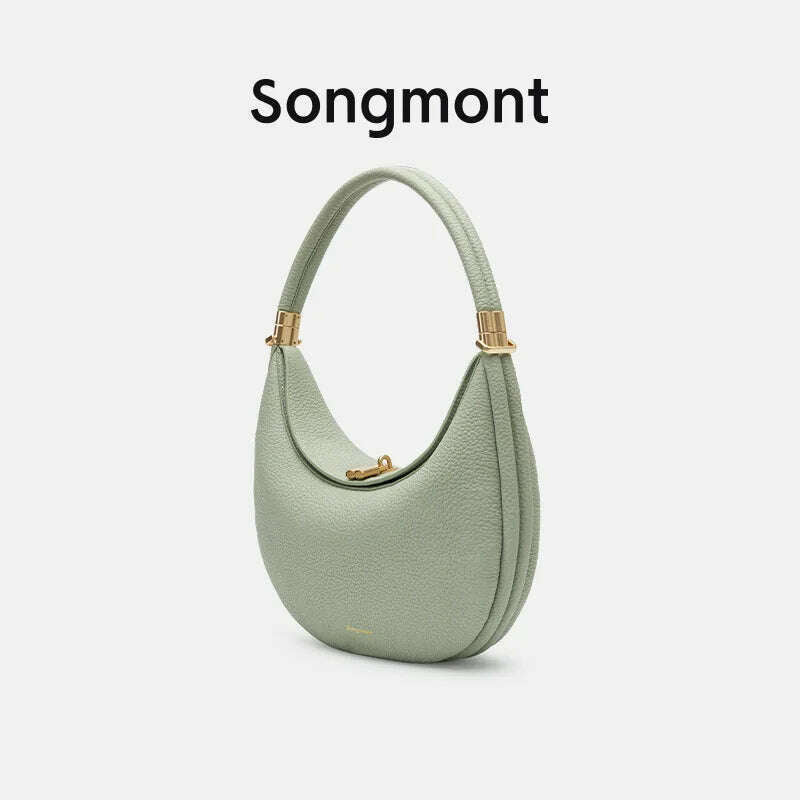 KIMLUD, Genuine leather Elegant Half Moon Underarm Shoulder Brand Designer Womens Bags for Women Ladies Bag Handbags High Quality Luxury, light green, KIMLUD APPAREL - Womens Clothes