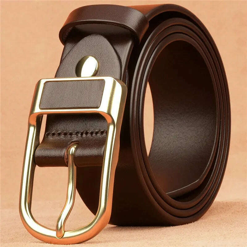 KIMLUD, Genuine Leather For Men's High Quality Buckle Jeans Cowskin Casual Belts Business Cowboy Waistband Male Fashion Designer 2022New, KIMLUD Women's Clothes