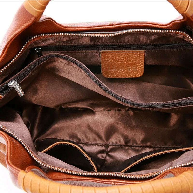 KIMLUD, Genuine Leather Handbags for Women Shoulder Bag Top Handle Satchel Ladies Large Capacity Solid Fashion Hobo Crossbody Bags, KIMLUD Womens Clothes