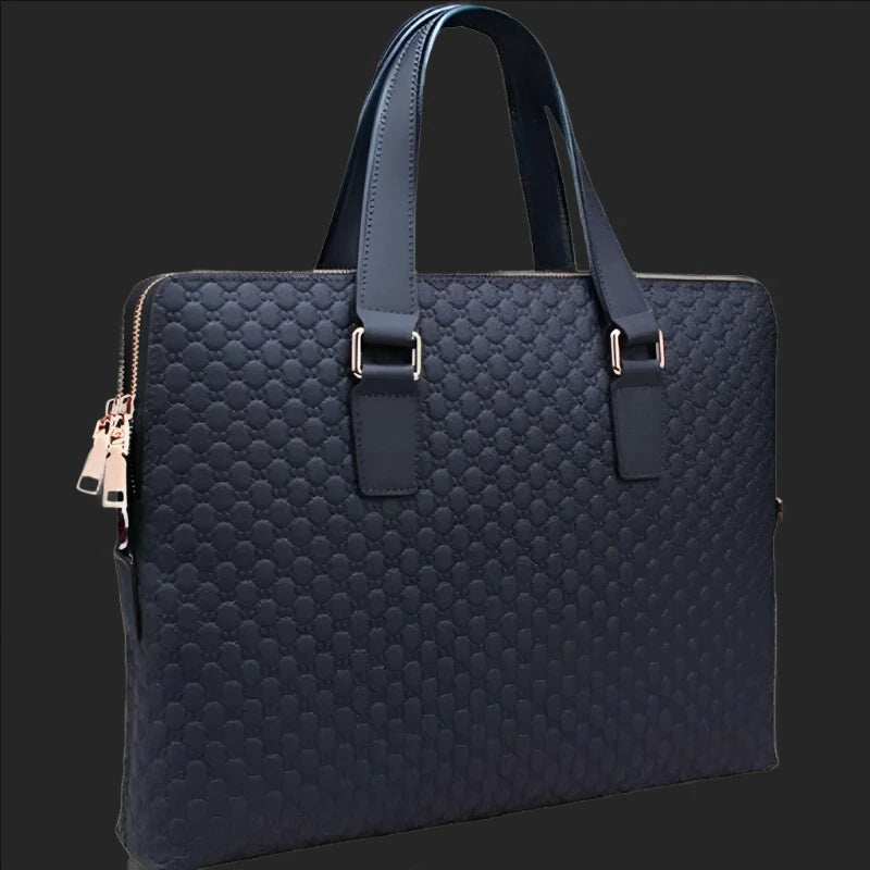 KIMLUD, Genuine Leather Men And Women Handbags Business Briefcase Ladies Shoulder Diagonal Blue/Black 14&quot; Laptop Bag Messenger Bags, Blue, KIMLUD Womens Clothes