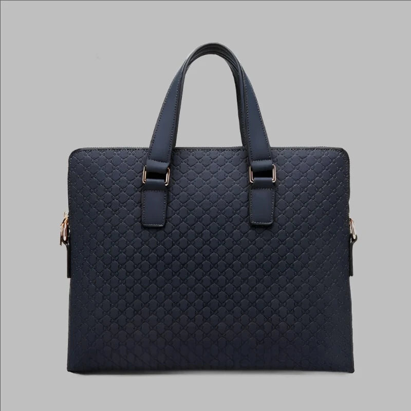 KIMLUD, Genuine Leather Men And Women Handbags Business Briefcase Ladies Shoulder Diagonal Blue/Black 14&quot; Laptop Bag Messenger Bags, KIMLUD Womens Clothes