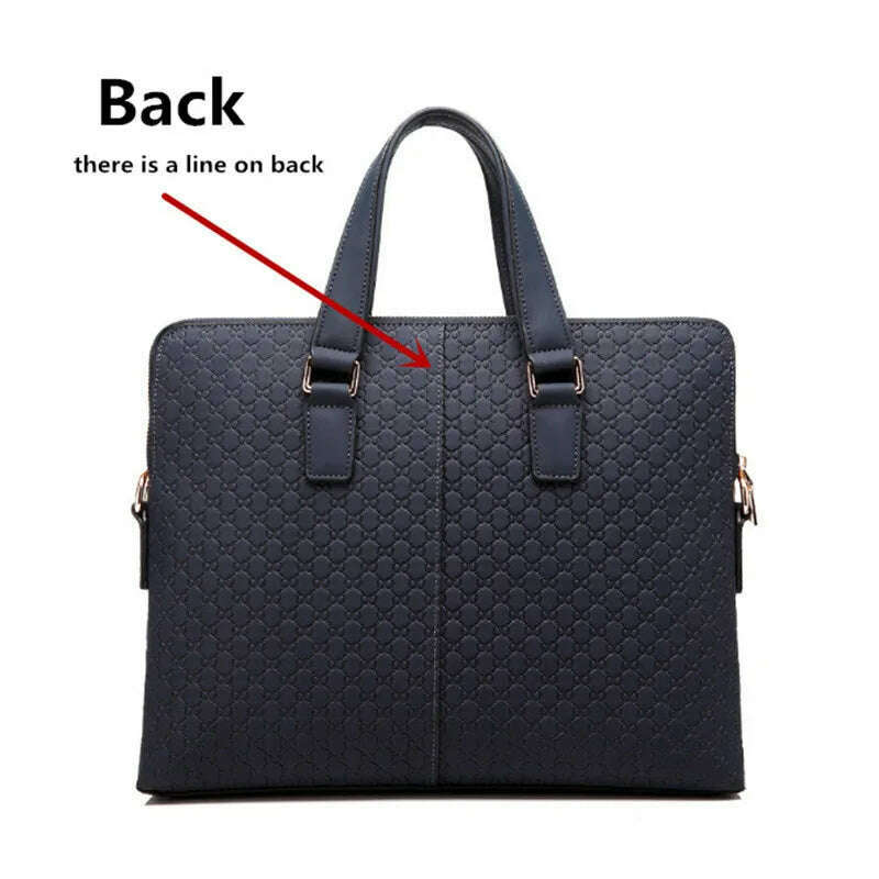 KIMLUD, Genuine Leather Men And Women Handbags Business Briefcase Ladies Shoulder Diagonal Blue/Black 14&quot; Laptop Bag Messenger Bags, KIMLUD Womens Clothes
