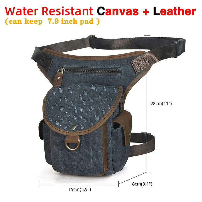 KIMLUD, Genuine Leather Men Design Casual 8&quot; Tablet Messenger Sling Bag Multifunction Fashion Travel Waist Belt Pack Leg Bag Male 9938-G, KIMLUD Womens Clothes
