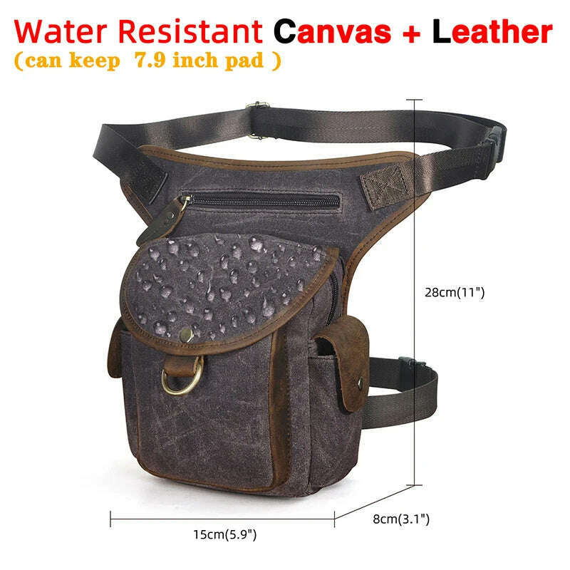 KIMLUD, Genuine Leather Men Design Casual 8&quot; Tablet Messenger Sling Bag Multifunction Fashion Travel Waist Belt Pack Leg Bag Male 9938-G, KIMLUD Womens Clothes